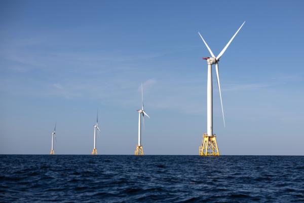 A wind turbine generates electricity at the Block Island Wind Farm—the first commercial offshore wind farm in the United States—near Block Island, Rhode Island, on July 7, 2022. (John Moore/Getty Images)