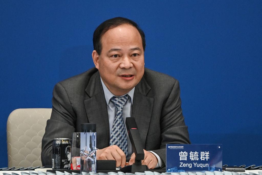 Chairman and CEO of Contemporary Amperex Technology Co. Ltd. (CATL) Zeng Yuqun speaks during the Lanting Forum in Shanghai on April 21, 2023. (Hector Retamal/AFP via Getty Images)