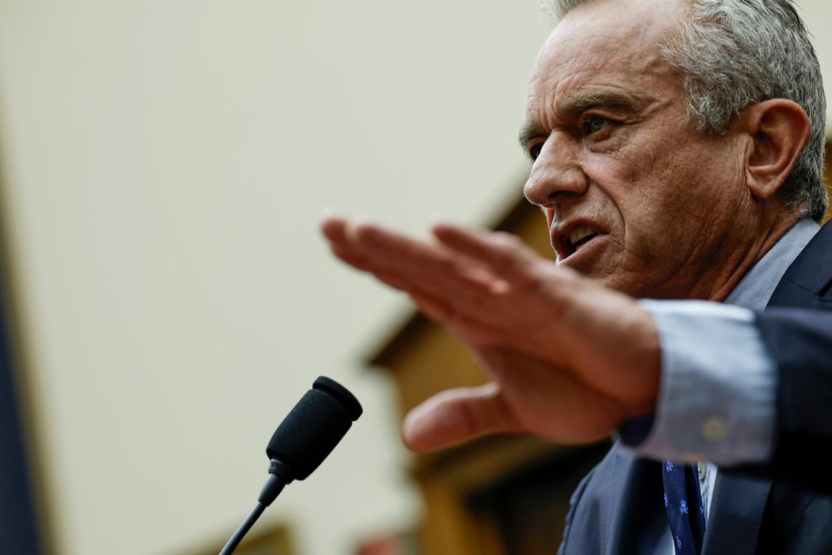 Democratic presidential candidate Robert F. Kennedy Jr. speaks during a hearing with the House Judiciary Subcommittee on the Weaponization of the Federal Government on Capitol Hill in Washington on July 20, 2023. (Anna Moneymaker/Getty Images)