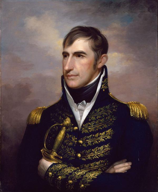 This portrait of Harrison originally showed him in civilian clothes as a congressional delegate in 1800; the uniform was added after service in the War of 1812. Circa 1813, by Rembrandt Peale. (Public Domain)