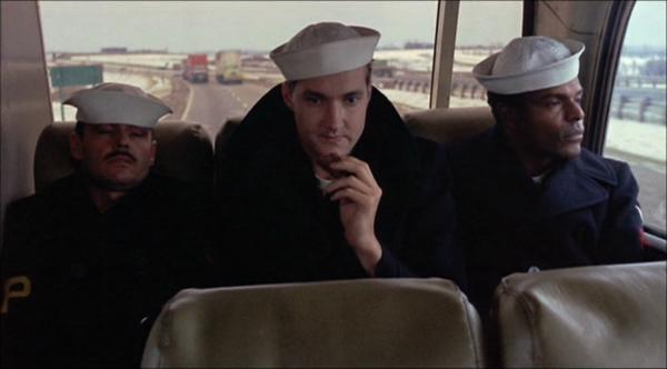 (L–R) Billy "Badass" Buddusky (Jack Nicholson), Larry Meadows (Randy Quaid), and Richard "Mule" Mulhall (Otis Young), in “The Last Detail” (Columbia Pictures)