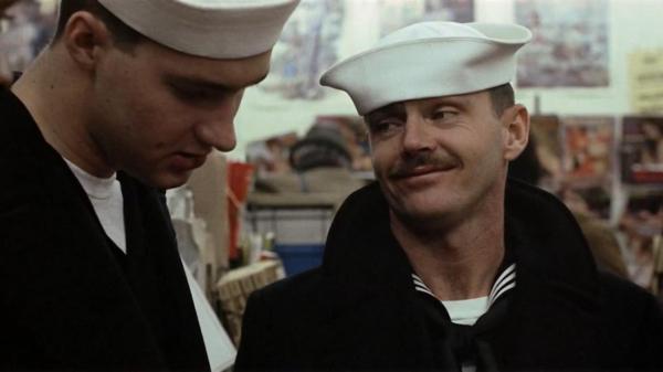 Billy "Badass" Buddusky (Jack Nicholson, R) wants to show Larry Meadows (Randy Quaid) a good time, in “The Last Detail” (Columbia Pictures)