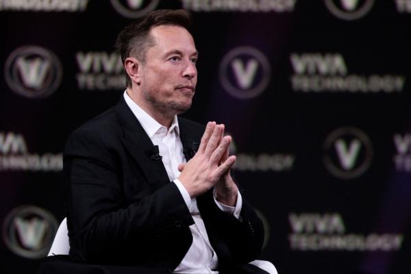 SpaceX CEO Elon Musk attends an event during the Vivatech technology startups and innovation fair at the Porte de Versailles exhibition center in Paris on June 16, 2023. (Joel Saget/AFP via Getty Images)