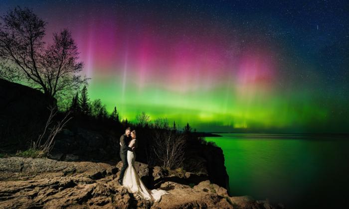 Minnesota Couple Gets ‘Super Lucky’ With Their Once-in-a-Lifetime Wedding Photo Under the Northern Lights
