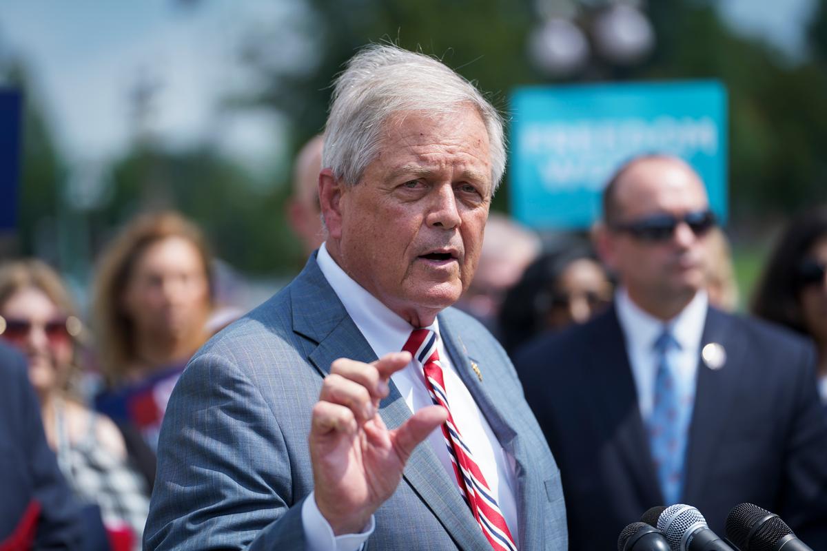 Rep. Ralph Norman (R-S.C.) speaks during a House Freedom Caucus news conference on appropriations on Capitol Hill in Washington on July 25, 2023. (Madalina Vasiliu/The Epoch Times)