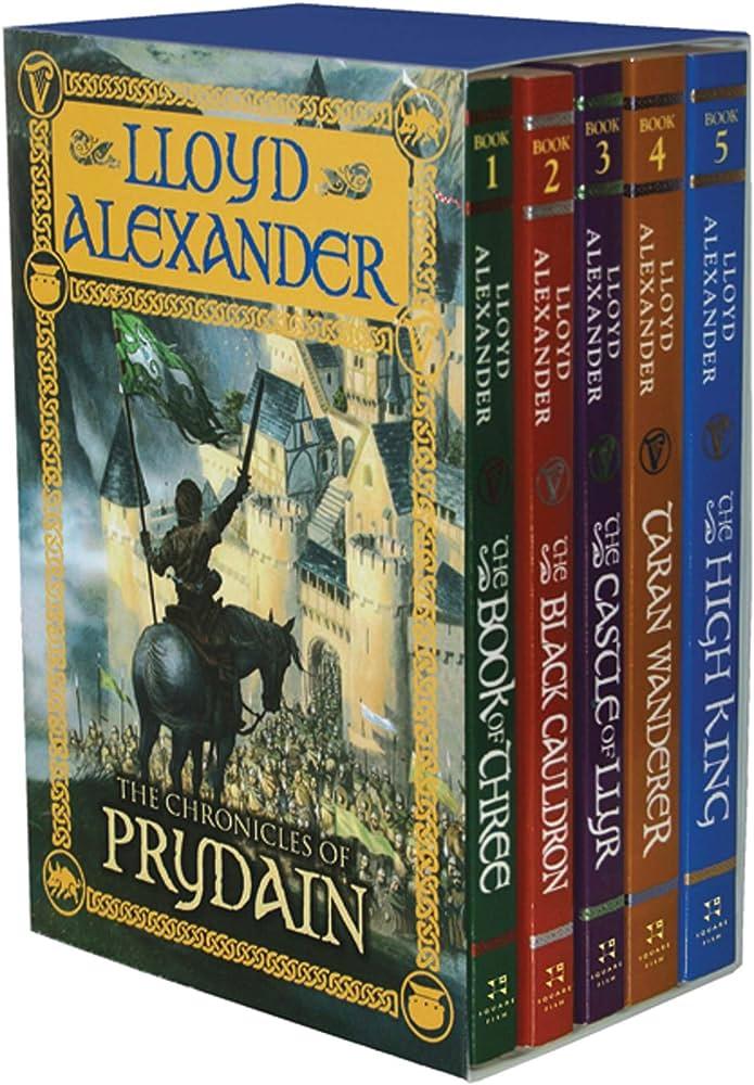 Lloyd Alexander's "The Chronicles of Prydain" is a high fantasy adventure with traditional themes of courage, love, and honor.