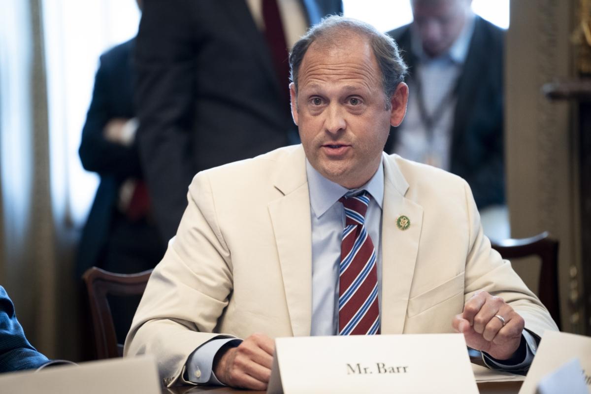 Rep. Andy Barr (R-Ky.) speaks during an interfaith roundtable on the Chinese Communist Party's threat to religious freedom in Washington on July 12, 2023.(Madalina Vasiliu/The Epoch Times)