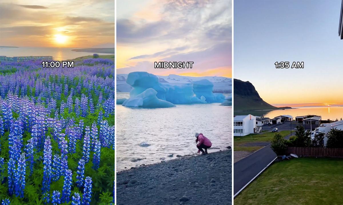 (Left-Right) A series of images from different times during the summer in Iceland. (Courtesy of <a href="https://www.instagram.com/kyanasue/">Kyana Sue Powers</a>)