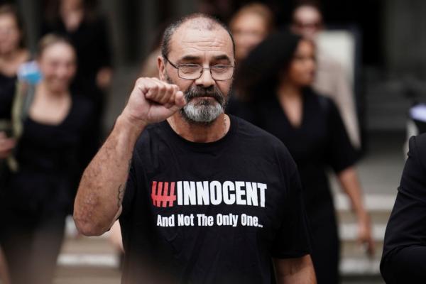 Andrew Malkinson outside the Royal Courts of Justice in London on July 26, 2023. (Jordan Pettitt/PA via AP)