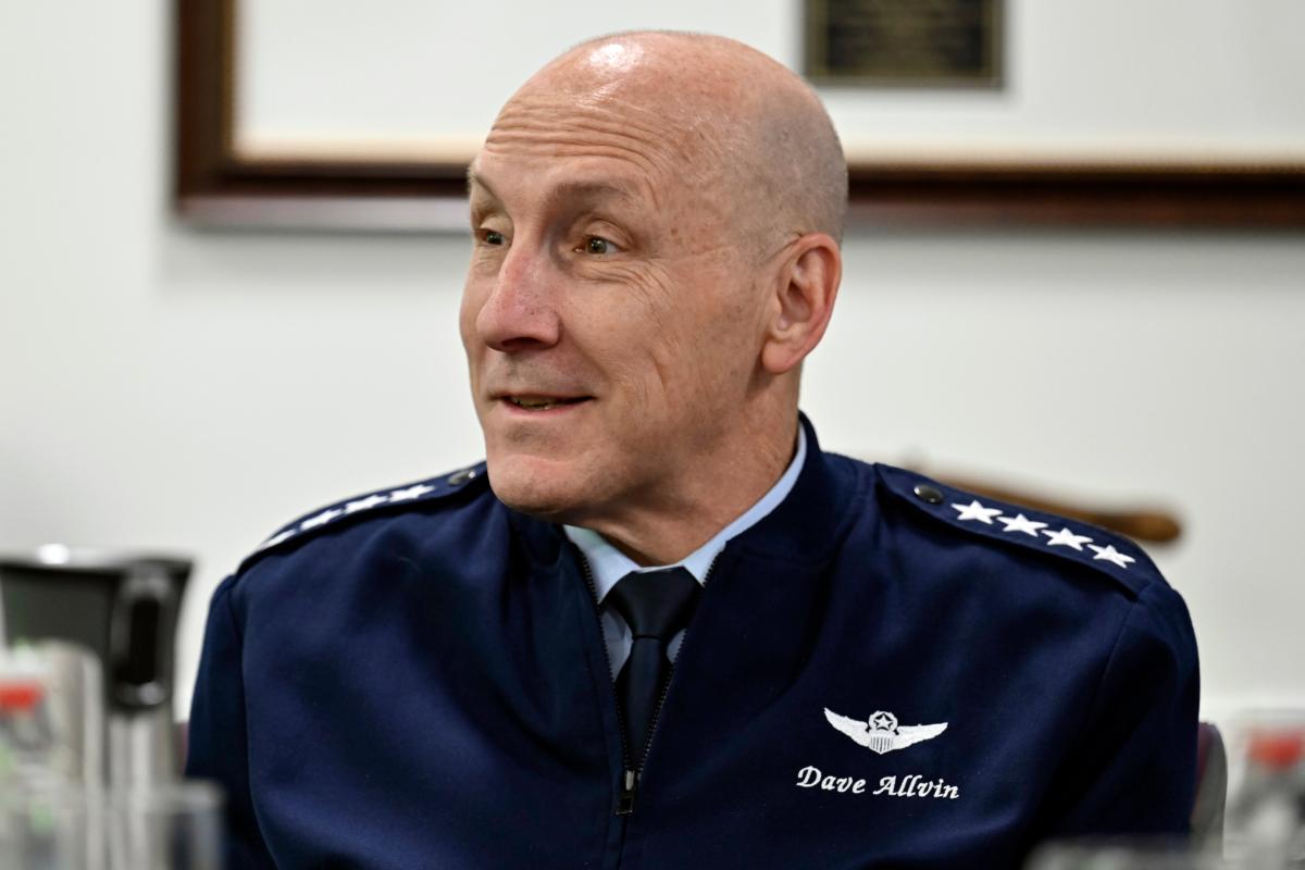 Air Force Vice Chief of Staff Gen. David Allvin speaks with civic leaders from communities near Hill Air Force Base, Utah, during a meeting at the Pentagon on June 21, 2023. (Eric Dietrich/U.S. Air Force via AP)