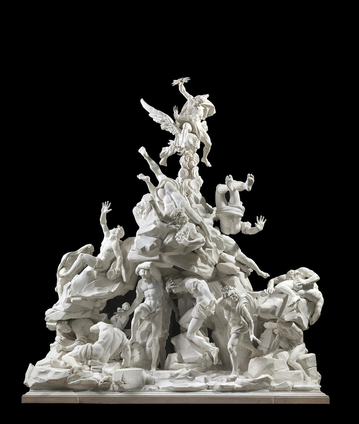 "The Fall of the Giants," 1785 and following years, by Filippo Tagliolini. Biscuit porcelain from the real Fabbrica Ferdinandea; 59.4 by 37.8 inches. (Courtesy of the Louvre)