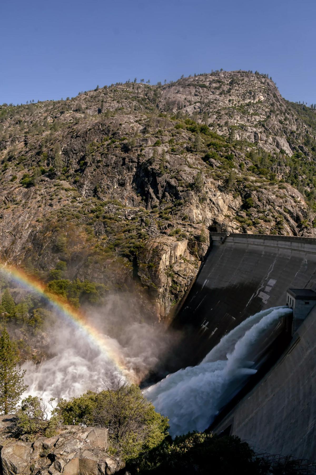From the Hetch Hetchy Valley’s O’Shaughnessy Dam, the Tuolumne River flows into the San Joaquin Valley. At the dam, which visitors can walk across, falling water creates a fine mist, and rainbows are frequent. (Christopher Reynolds/Los Angeles Times/TNS)