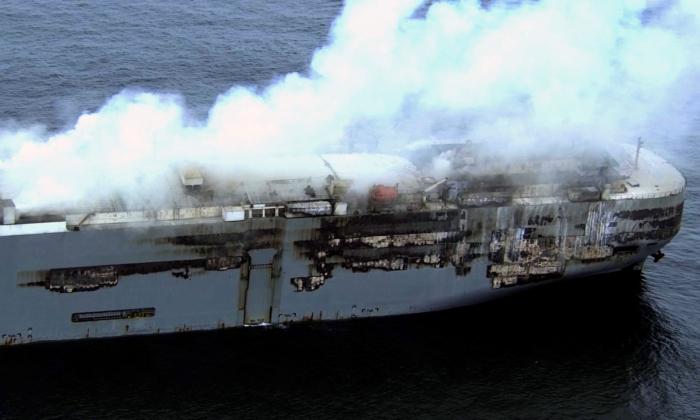 Burning Cargo Ship Off Dutch Coast Will Be Towed to a New Location After Flames and Smoke Subsided