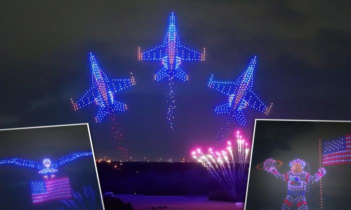VIDEO: Texans Light Up the Night With Drones, 700-Foot Eagle, Giant Astronaut—Here’s How They Do It