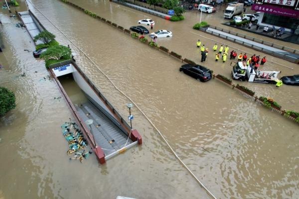 Flooding in Fuzhou after Typhoon Doksuri made landfall and brought heavy rainfall, in Fujian Province, China, on July 29, 2023. (cnsphoto via Reuters)