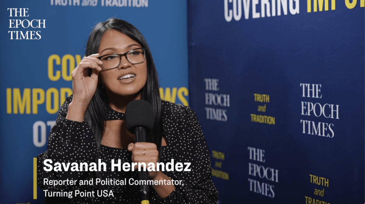 Savanah Hernandez of TPUSA at Turning Point Action 2023. (Screenshot by The Epoch Times)