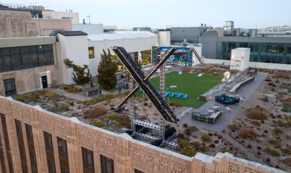  A newly-constructed X sign on the roof of the headquarters of the social media platform previously known as Twitter, in San Francisco, on July 29, 2023. (Josh Edelson/AFP via Getty Images)