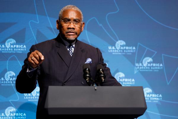 U.S. Rep. Gregory Meeks (D-N.Y.), then chairman of the House Foreign Relations Committee, gives remarks at the opening plenary session for the African and Diaspora Young Leaders Forum at the African American History and Culture Museum in Washington on Dec. 13, 2022. (Anna Moneymaker/Getty Images)