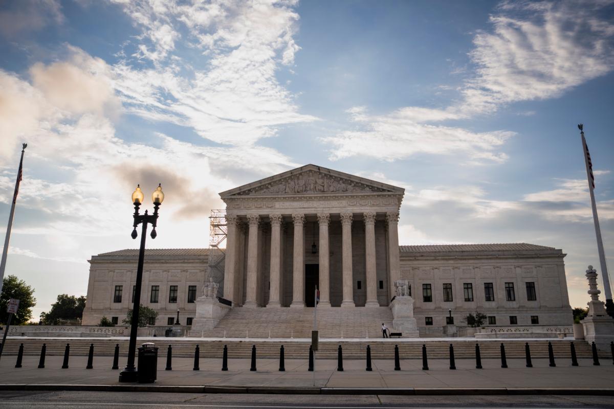 U.S. Supreme Court is seen at sunrise in Washington on July 31, 2023. (Madalina Vasiliu/The Epoch Times)
