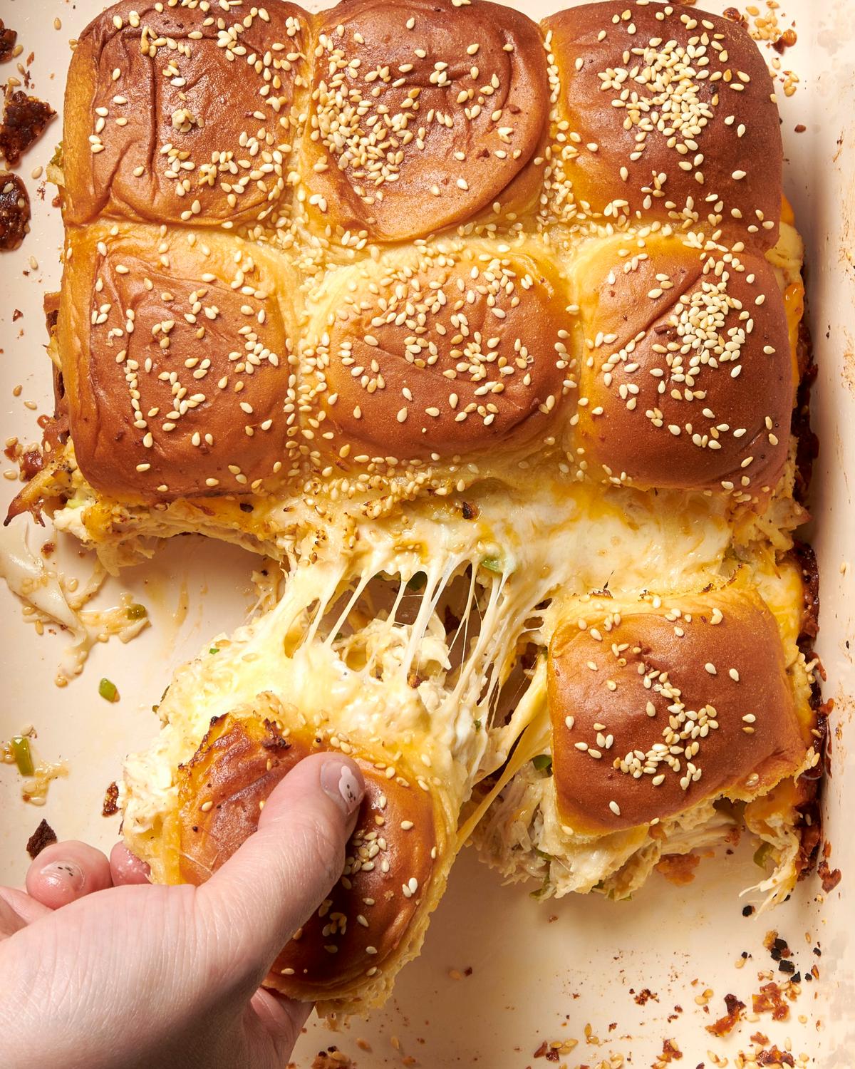 Hawaiian Roll Cheesy Chicken Sliders Are the Star of Every Picnic