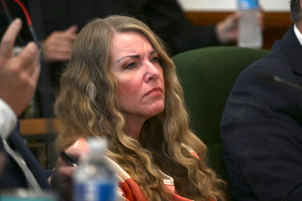 Lori Vallow Daybell sits during her sentencing hearing at the Fremont County Courthouse in St. Anthony, Idaho, on July 31, 2023. (Tony Blakeslee/EastIdahoNews.com via AP, Pool)