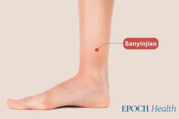 Sanyinjiao: Acupoint for eliminating leg swelling. (The Epoch Times)