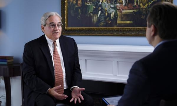 William Jacobson, Clinical Law Professor at Cornell Law School and founder of Legal Insurrection Foundation, speaks during an American Thought Leaders interview in Washington on Aug. 1, 2023. (Madalina Vasiliu/The Epoch Times)