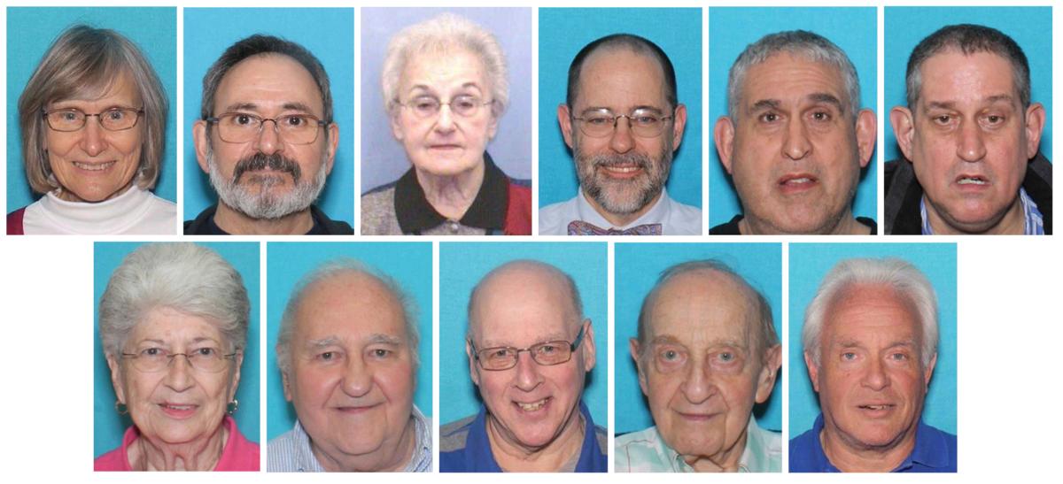 Combo image featuring the victims of the Oct. 27, 2018, assault on the Tree of Life synagogue in Pittsburgh; top row, from left, Joyce Fienberg, Richard Gottfried, Rose Mallinger, Jerry Rabinowitz, Cecil Rosenthal, and David Rosenthal; bottom row, from left, Bernice Simon, Sylvan Simon, Dan Stein, Melvin Wax, and Irving Younger. (United States District Court Western District of Pennsylvania via AP)