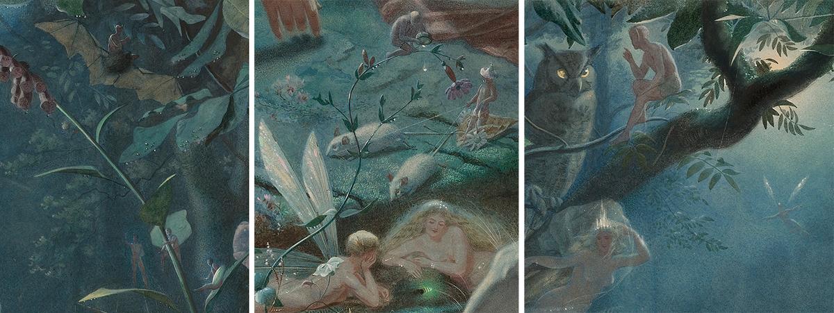 Detail of fairies from "Hermia and Lysander, 'A Midsummer Night's Dream,'" 1870, by John Simmons.