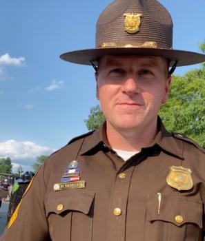 Corp. Michael McNasby, Public Information Officer for the New Castle County Division of Police in Delaware. (Lily Sun/The Epoch Times)