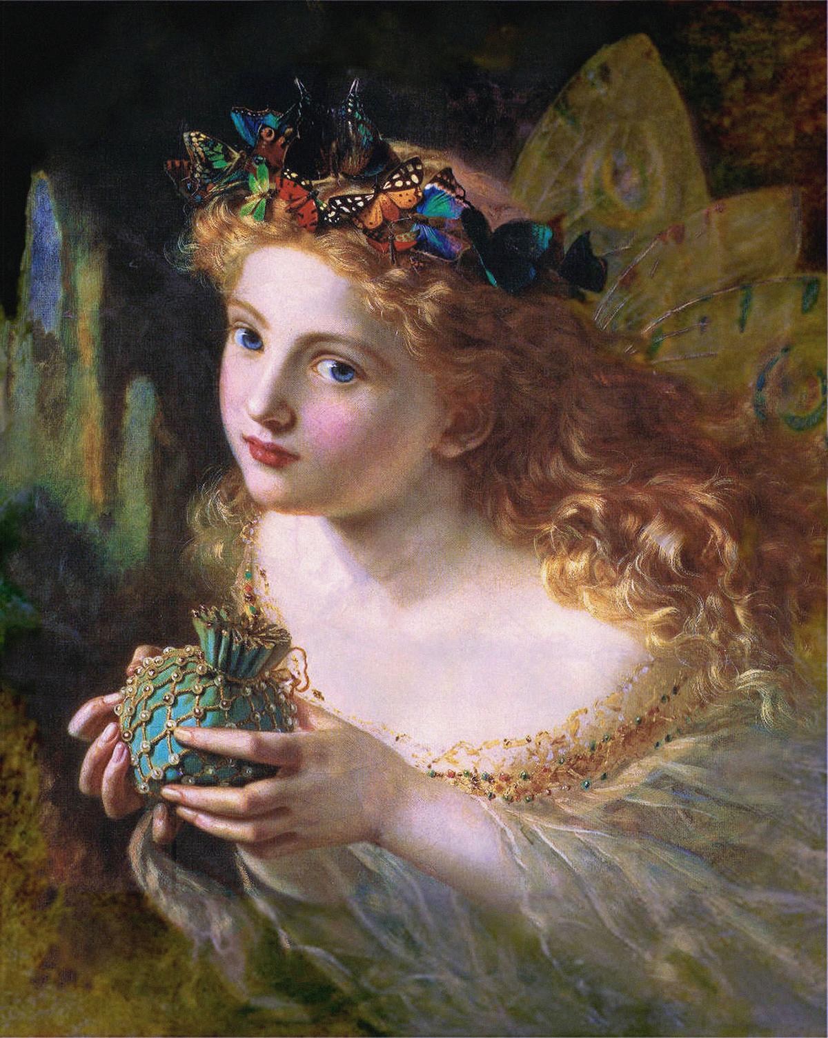"Take the Fair Face of Woman, and Gently Suspending, With Butterflies, Flowers, and Jewels Attending, Thus Your Fairy is Made of Most Beautiful Things," 19th century, by Sophie Gengembre Anderson. Oil on canvas. Private collection. (Public Domain)