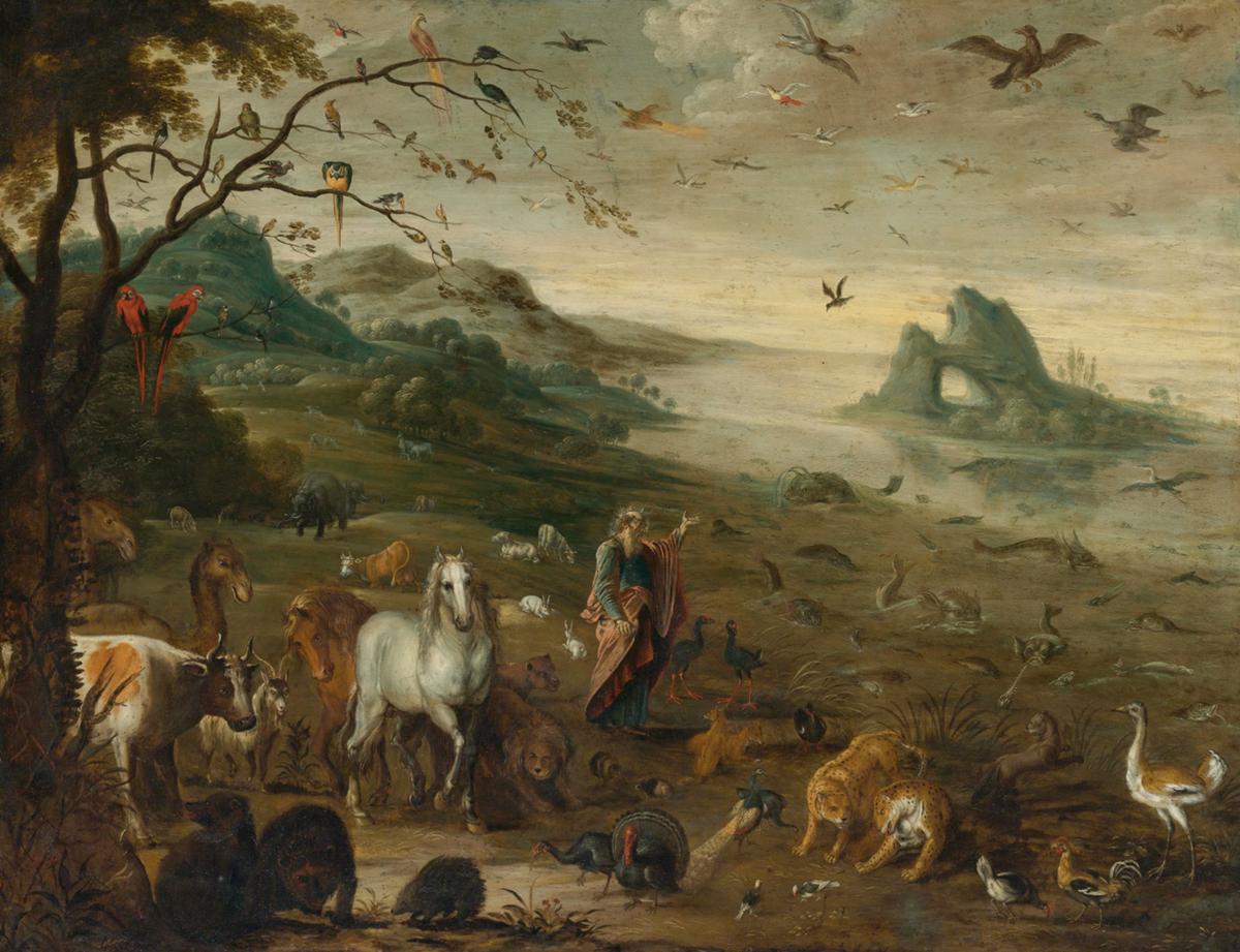 "God Creating the Animals of the World," 17th century, by Izaak van Oosten. Oil on copper. Private collection. (Public Domain)