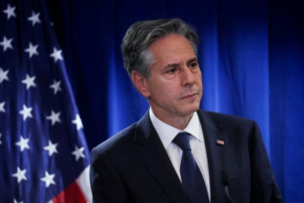 Secretary of State Antony Blinken holds a press conference in Beijing American Center at the U.S. Embassy, in Beijing, on June 19, 2023. (Leah Millis/Pool/Reuters)