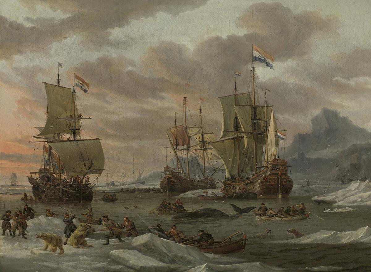 "Whaling Grounds in the Arctic Ocean," 1654–1708, by Abraham Storck. Oil on canvas. Rijksmuseum, Amsterdam. (Public Domain)