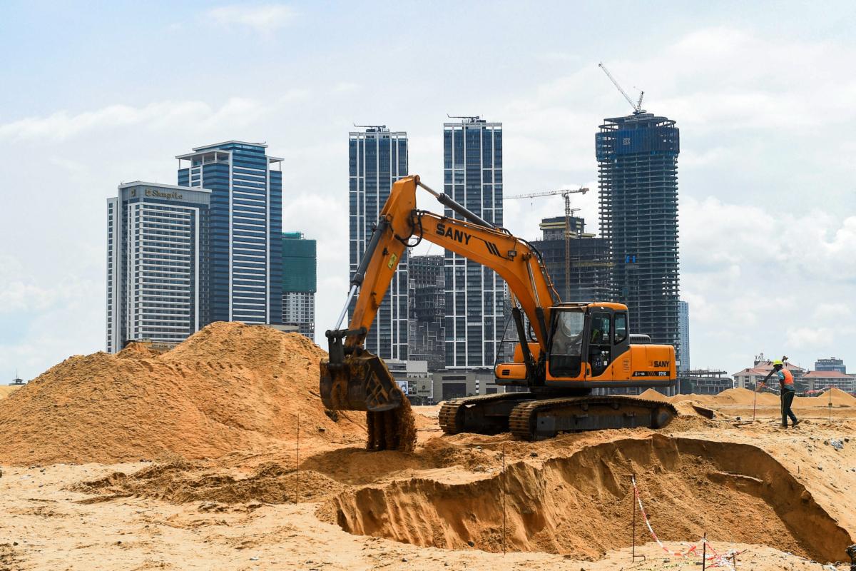 Workers at the construction site of a China-funded project for Port City in Colombo, Sri Lanka, on Nov. 8, 2019. (Ishara S. Kodikara/AFP via Getty Images)