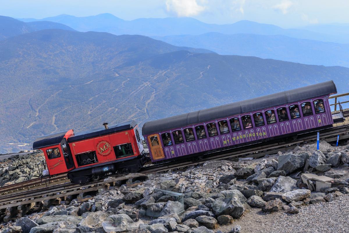 The Mount Washington Cog Railway in New Hampshire is one of the steepest in the world. (Courtesy of Redwood8l/Dreamstime.com)