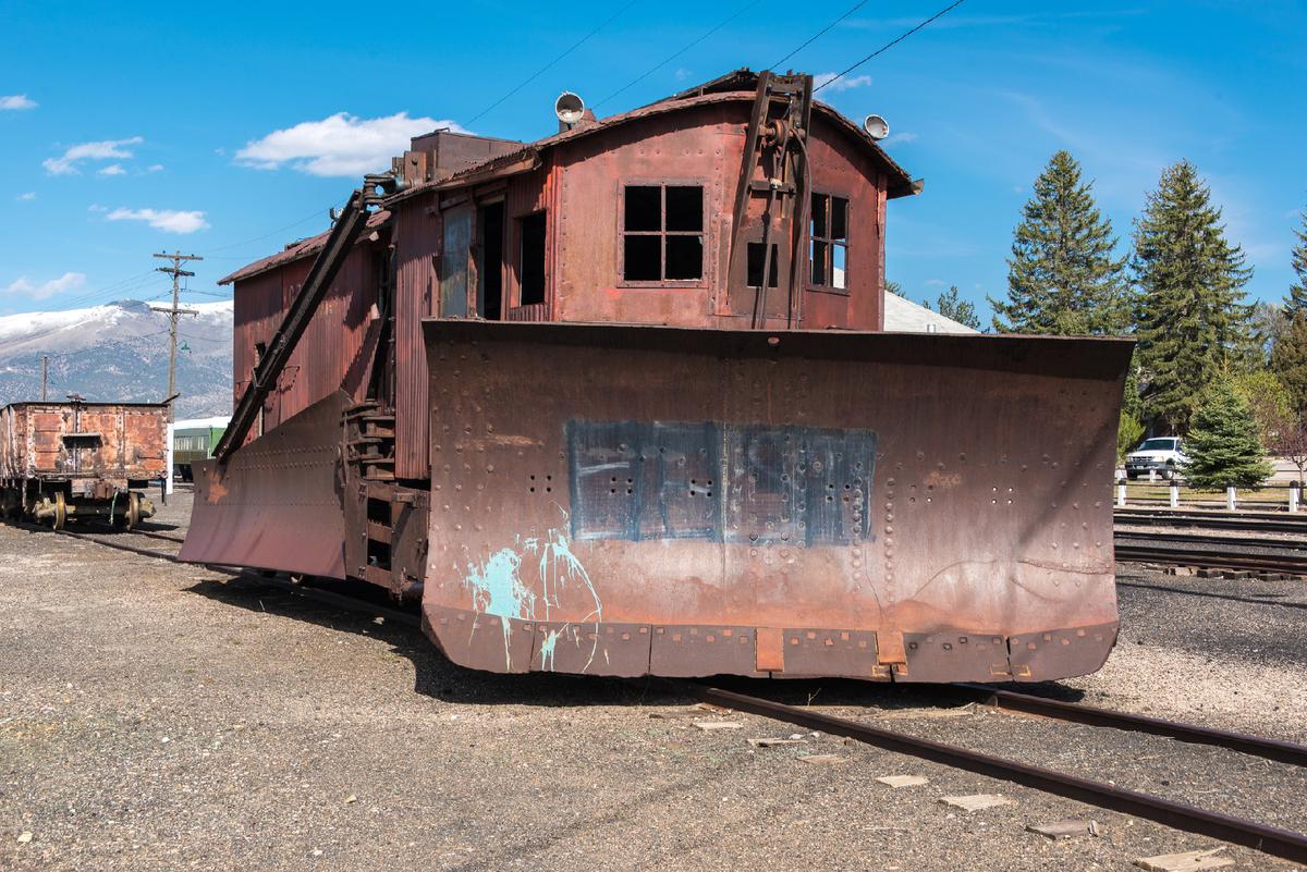 An antique snow plow car at the Nevada Northern Railway Museum shows how tracks were once maintained in the wintertime. (Courtesy of Terence Mendoza/Dreamstime.com)