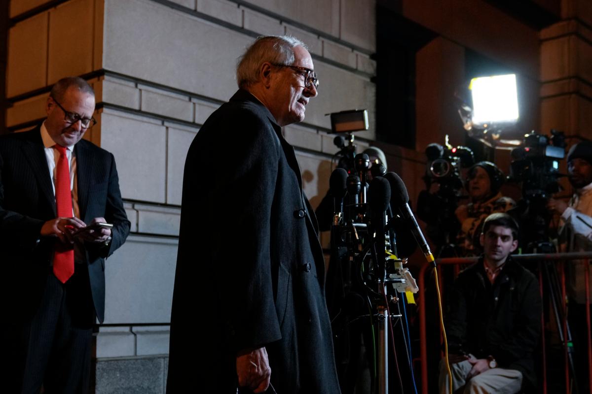 Edward Tarpley, attorney for Oath Keepers leader Stewart Rhodes, speaks to the press outside the E. Barrett Prettyman U.S. District Courthouse on November 29, 2022. (Drew Angerer/Getty Images)