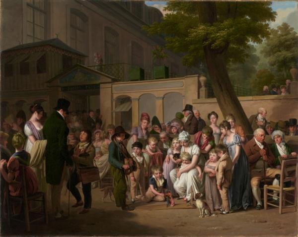 "Entrance to the Jardin Turc," 1812, by Louis-Léopold Boilly. Oil on canvas; 28 7/8 inches by 36 inches. The J. Paul Getty Museum, Los Angeles. (Public Domain)