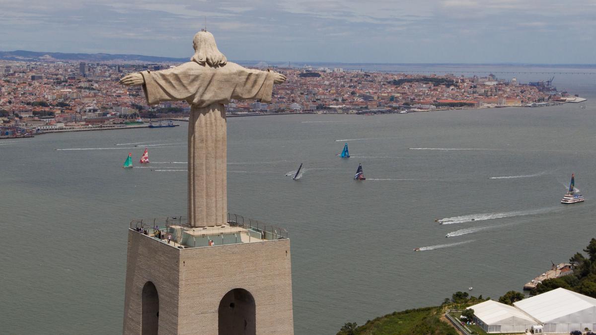 The Cristo Rei statue during the Volvo Ocean Race in Lisbon, Portugal, in July 2012. (Ian Roman/Volvo Ocean Race via Getty Images)