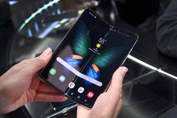 The Galaxy Fold 5G is displayed during CES 2020 at the Las Vegas Convention Center in Las Vegas, Nevada, on Jan. 8, 2020. (David Becker/Getty Images)