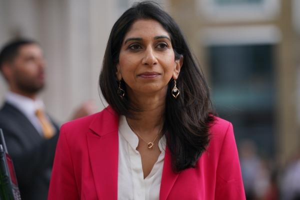 Home Secretary Suella Braverman during a visit to the City of London Police in Paternoster Square, London, on July 17, 2023. (Lucy North/PA)