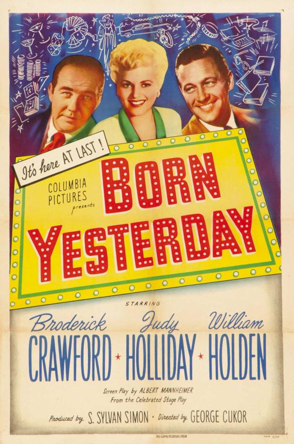 Theatrical release poster for the 1950 film "Born Yesterday." (Public Domain)