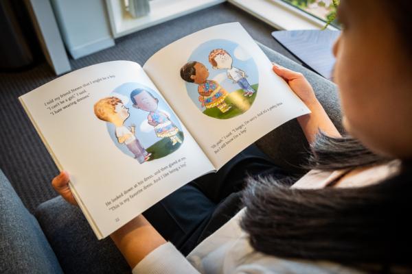 Transgender affirming childrens books in irvine, Calif., on Aug. 30, 2022. (John Fredricks/The Epoch Times)