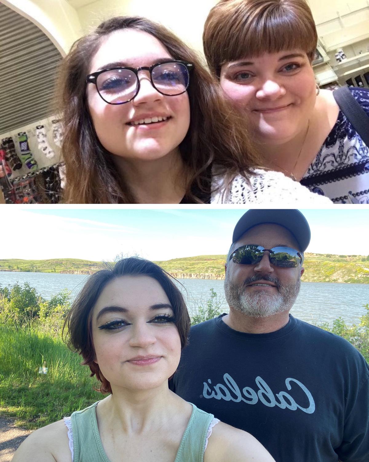Ash with her parents. (SWNS)