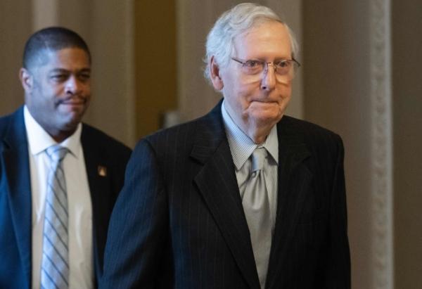 US Senate Minority Leader Mitch McConnell, Republican of Kentucky, arrives at the US Capitol in Washington on July 27, 2023. (Saul Loeb/AFP via Getty Images)