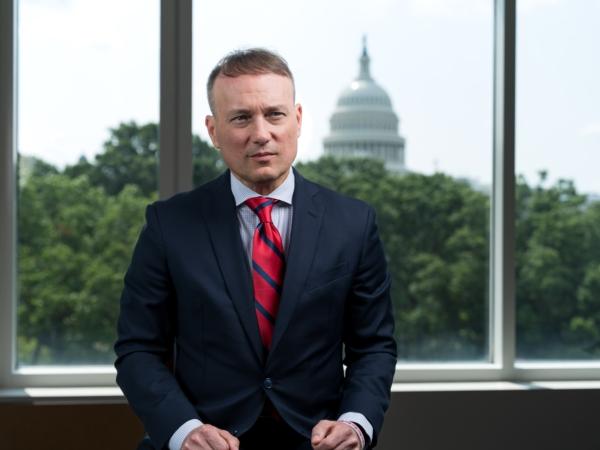 Adam Andrzejewski, the CEO and founder of the government watchdog organization OpenTheBooks.com, in Washington on July 26, 2023. (Wei Wu/The Epoch Times)