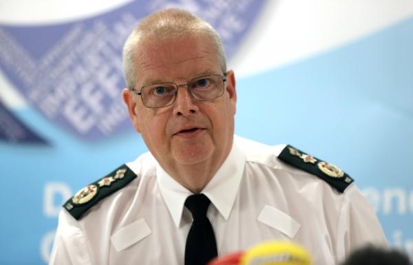 Police Service of Northern Ireland (PSNI) Chief Constable Simon Byrne during a press conference on Aug. 10, 2023 after an emergency meeting of the Northern Ireland Policing Board at James House in Belfast, following a data breach. Thousands of serving officers and civilian staff had their personal and employment data compromised. (PA Media)