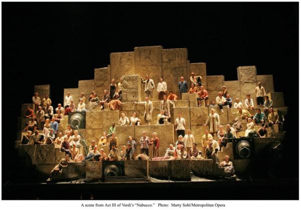 A scene from Act 3 of Verdi's "Nabucco," the chorus of the Hebrew slaves. (Marty Sohl/Metropolitan Opera)