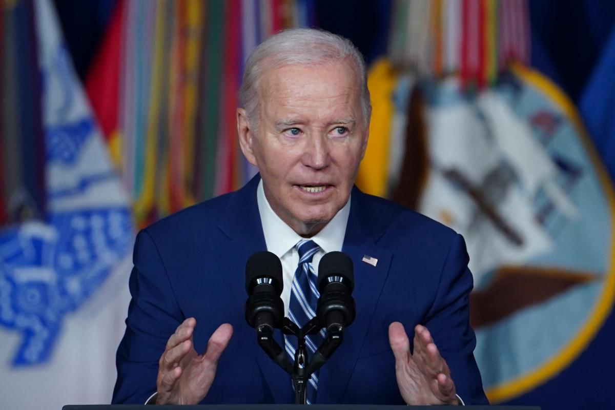 President Joe Biden is reportedly going to instruct the Bureau of Alcohol, Tobacco, Firearms, and Explosives to write a rule regulating private firearms sales. Here he delivers a speech at the George E. Wahlen Department of Veterans Affairs Medical Center in Salt Lake City, Utah, on Aug. 10, 2023. (Madalina Vasiliu/The Epoch Times)